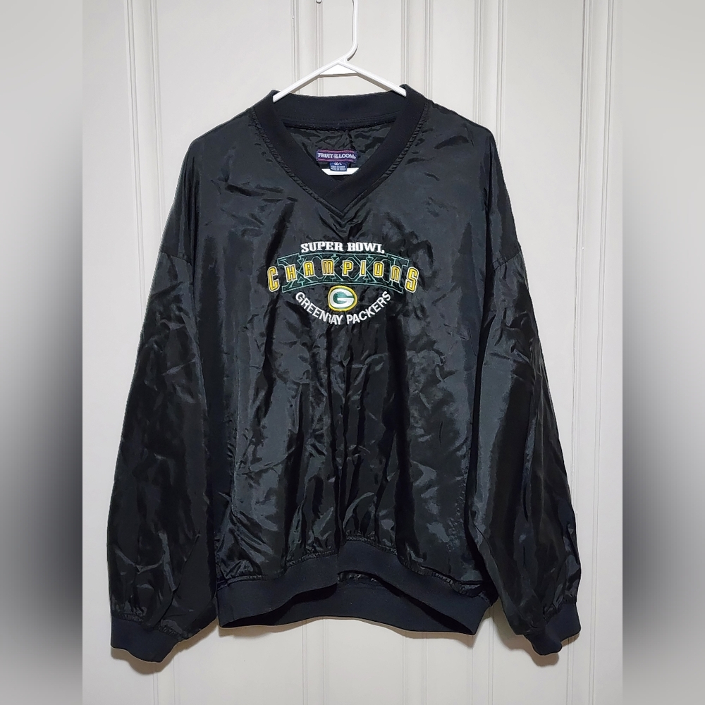 Green Bay Packers Super Bowl XXXI Champions Embroidered Pullover Windbreaker L
